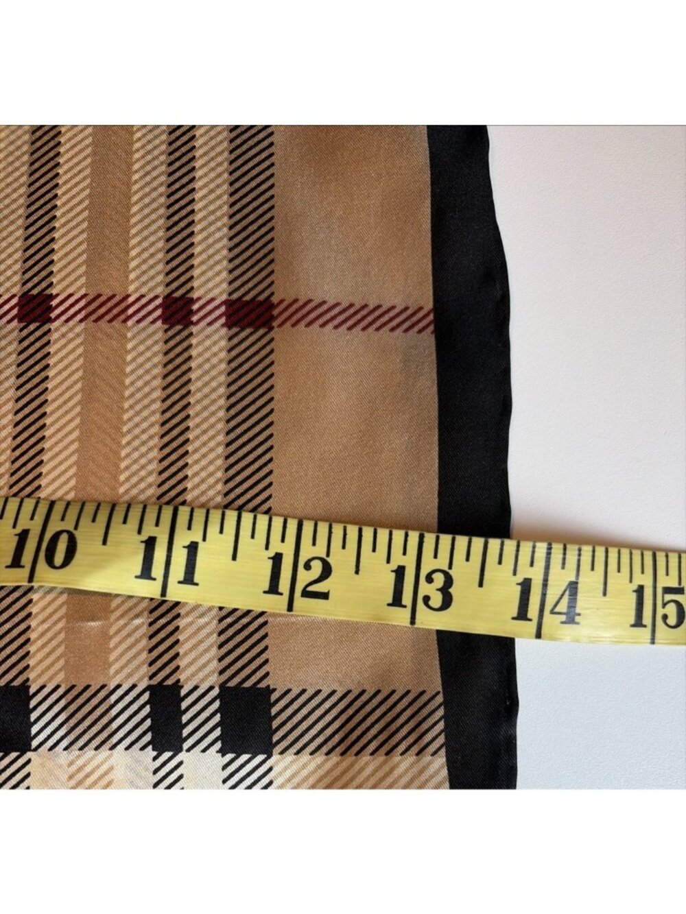 V. Fraas 100% Silk Plaid Silk Scarf 71 X 13" Beige Red Black Old Money Luxury - Picture 7 of 8
